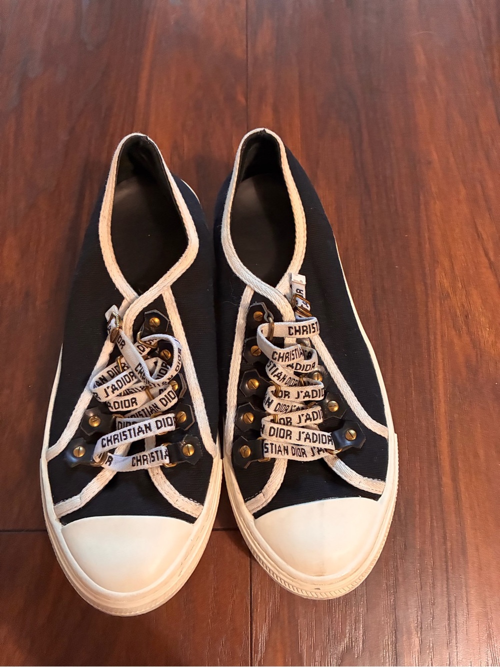 Dior Black and White Canvas Lace-Up Sneakers